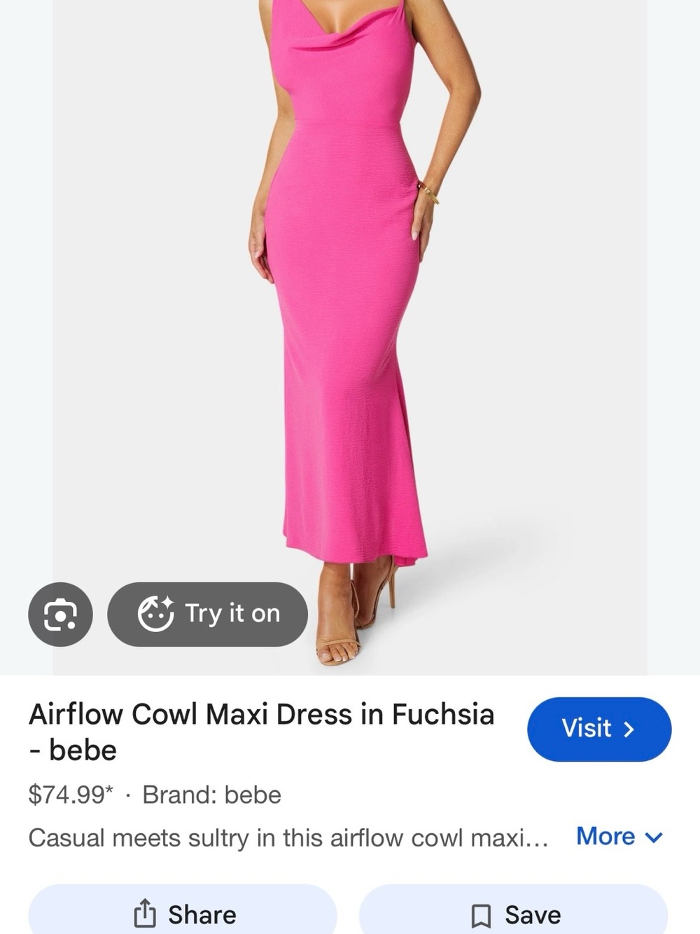 bebe Hot Pink Cowl Maxi Skirt